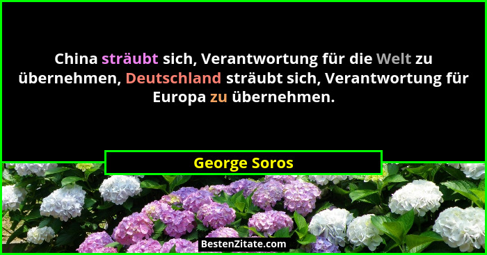 China sträubt sich, Verantwortung für die Welt zu übernehmen, Deutschland sträubt sich, Verantwortung für Europa zu übernehmen.... - George Soros