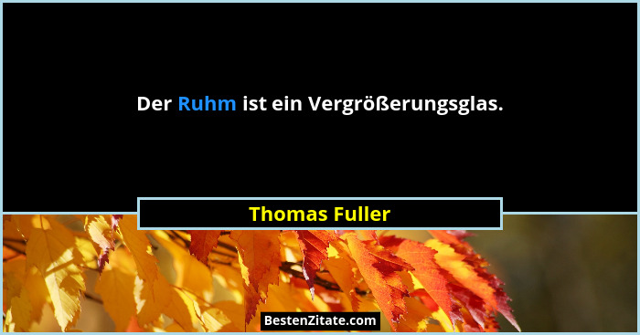 Der Ruhm ist ein Vergrößerungsglas.... - Thomas Fuller
