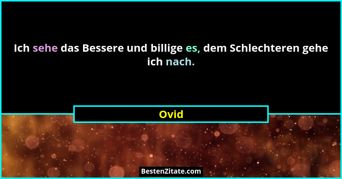 Ich sehe das Bessere und billige es, dem Schlechteren gehe ich nach.... - Ovid
