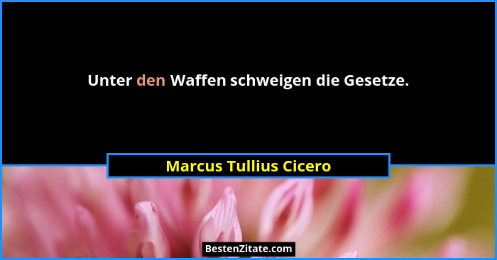 Unter den Waffen schweigen die Gesetze.... - Marcus Tullius Cicero