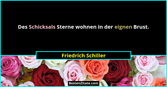 Des Schicksals Sterne wohnen in der eignen Brust.... - Friedrich Schiller