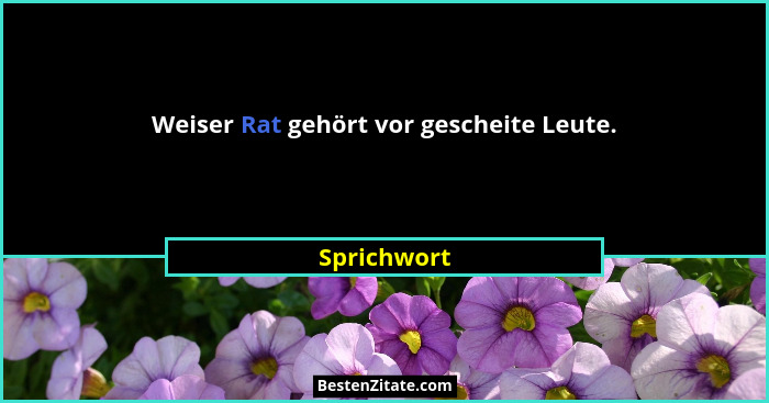 Weiser Rat gehört vor gescheite Leute.... - Sprichwort