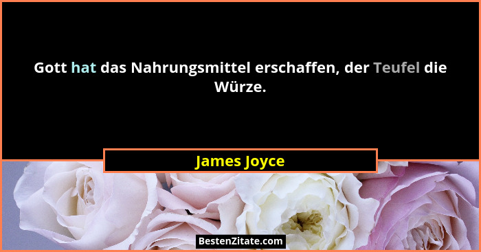 Gott hat das Nahrungsmittel erschaffen, der Teufel die Würze.... - James Joyce