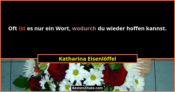 Oft ist es nur ein Wort, wodurch du wieder hoffen kannst.... - Katharina Eisenlöffel