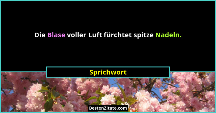 Die Blase voller Luft fürchtet spitze Nadeln.... - Sprichwort