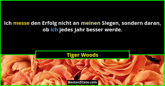 Ich messe den Erfolg nicht an meinen Siegen, sondern daran, ob ich jedes Jahr besser werde.... - Tiger Woods