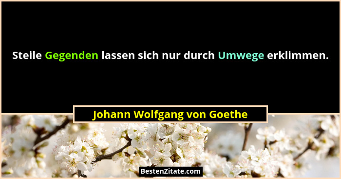 Steile Gegenden lassen sich nur durch Umwege erklimmen.... - Johann Wolfgang von Goethe