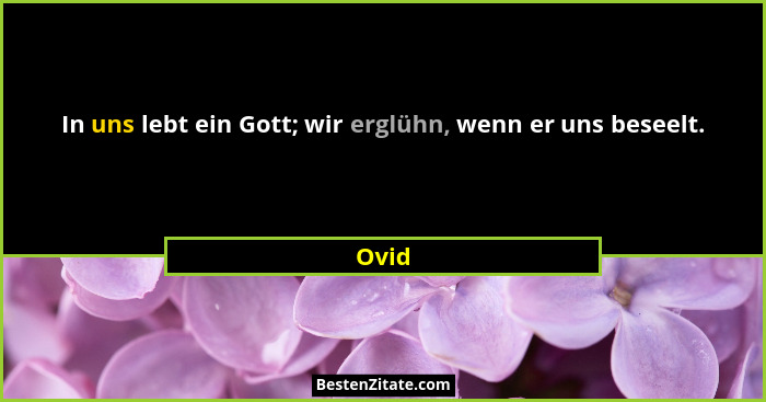 In uns lebt ein Gott; wir erglühn, wenn er uns beseelt.... - Ovid