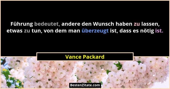 Führung bedeutet, andere den Wunsch haben zu lassen, etwas zu tun, von dem man überzeugt ist, dass es nötig ist.... - Vance Packard