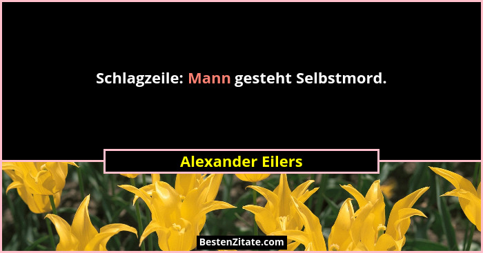 Schlagzeile: Mann gesteht Selbstmord.... - Alexander Eilers
