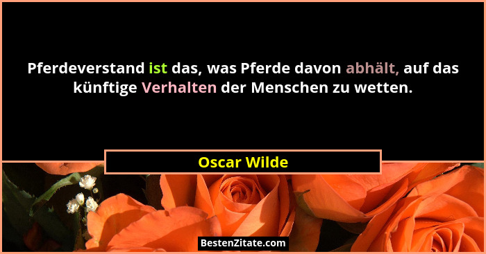 Pferdeverstand ist das, was Pferde davon abhält, auf das künftige Verhalten der Menschen zu wetten.... - Oscar Wilde