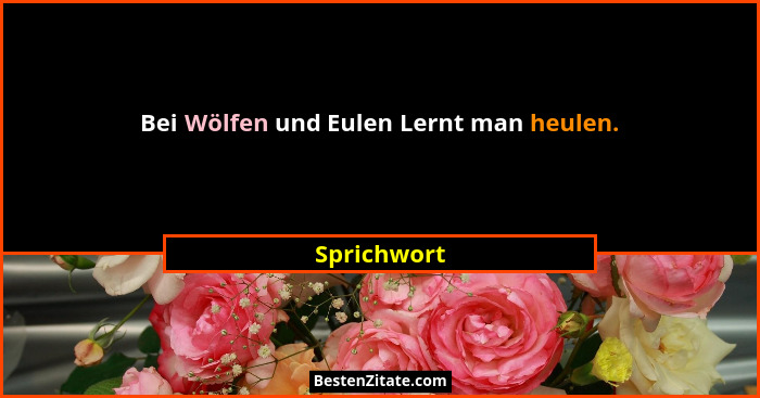 Bei Wölfen und Eulen Lernt man heulen.... - Sprichwort