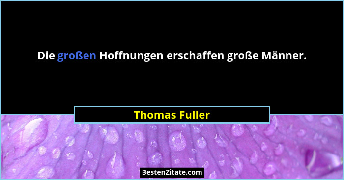 Die großen Hoffnungen erschaffen große Männer.... - Thomas Fuller