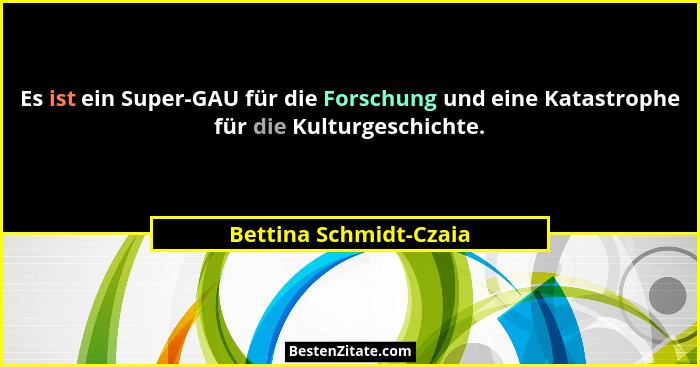 Es ist ein Super-GAU für die Forschung und eine Katastrophe für die Kulturgeschichte.... - Bettina Schmidt-Czaia