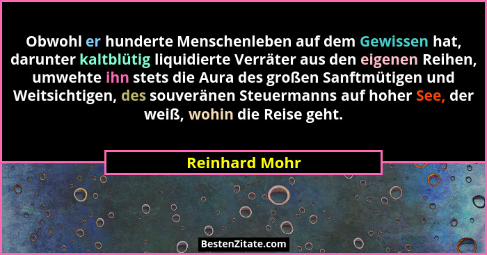Obwohl er hunderte Menschenleben auf dem Gewissen hat, darunter kaltblütig liquidierte Verräter aus den eigenen Reihen, umwehte ihn st... - Reinhard Mohr