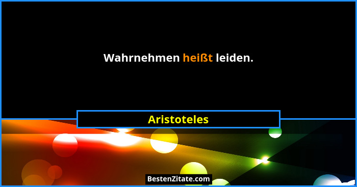 Wahrnehmen heißt leiden.... - Aristoteles