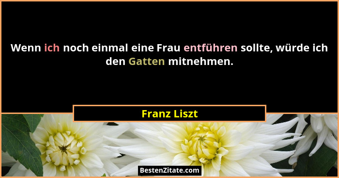 Wenn ich noch einmal eine Frau entführen sollte, würde ich den Gatten mitnehmen.... - Franz Liszt