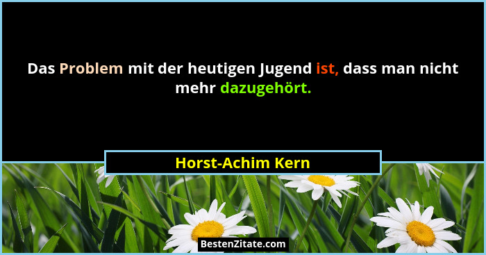 Das Problem mit der heutigen Jugend ist, dass man nicht mehr dazugehört.... - Horst-Achim Kern