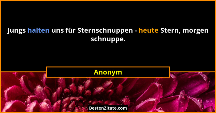 Jungs halten uns für Sternschnuppen - heute Stern, morgen schnuppe.... - Anonym