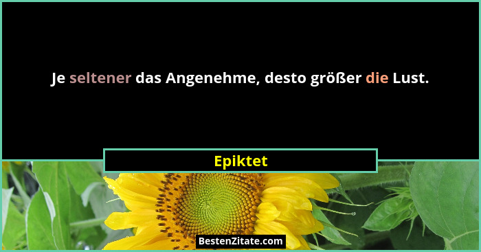Je seltener das Angenehme, desto größer die Lust.... - Epiktet