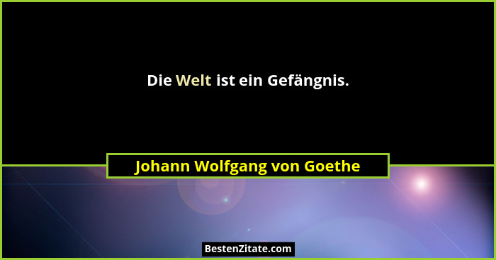 Die Welt ist ein Gefängnis.... - Johann Wolfgang von Goethe