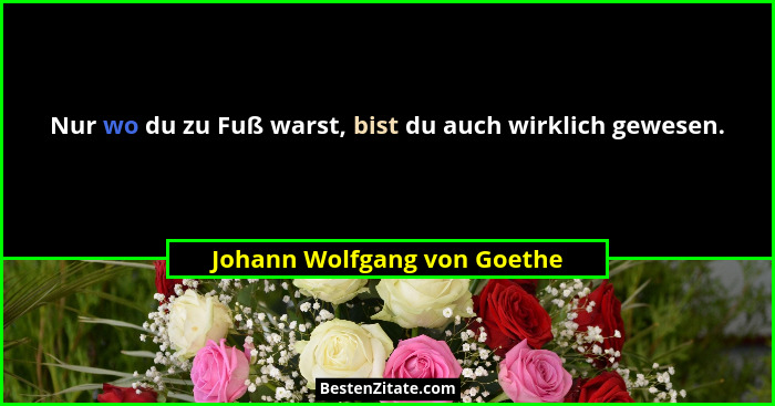 Nur wo du zu Fuß warst, bist du auch wirklich gewesen.... - Johann Wolfgang von Goethe