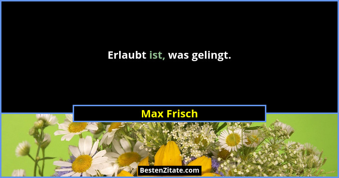 Erlaubt ist, was gelingt.... - Max Frisch