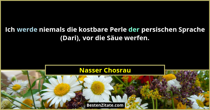 Ich werde niemals die kostbare Perle der persischen Sprache (Dari), vor die Säue werfen.... - Nasser Chosrau