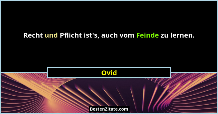 Recht und Pflicht ist's, auch vom Feinde zu lernen.... - Ovid
