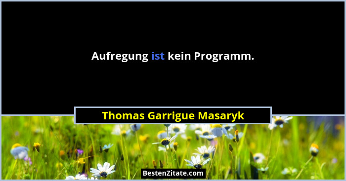 Aufregung ist kein Programm.... - Thomas Garrigue Masaryk