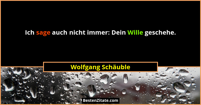 Ich sage auch nicht immer: Dein Wille geschehe.... - Wolfgang Schäuble