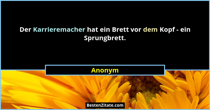 Der Karrieremacher hat ein Brett vor dem Kopf - ein Sprungbrett.... - Anonym