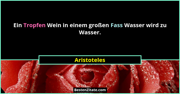 Ein Tropfen Wein in einem großen Fass Wasser wird zu Wasser.... - Aristoteles