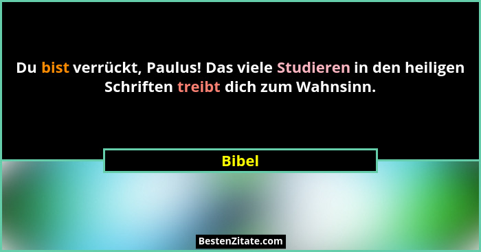Du bist verrückt, Paulus! Das viele Studieren in den heiligen Schriften treibt dich zum Wahnsinn.... - Bibel