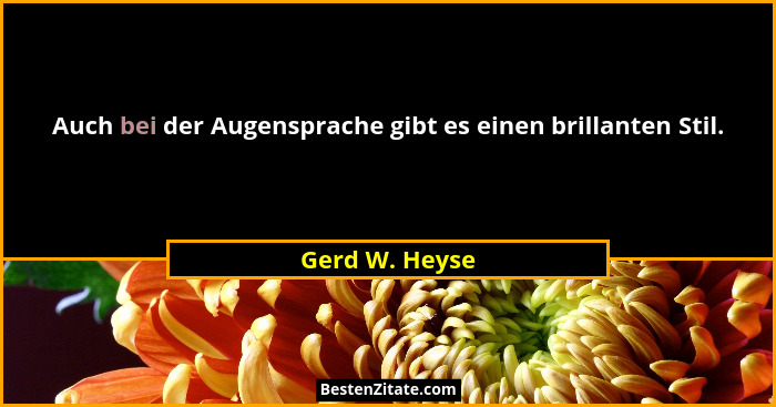 Auch bei der Augensprache gibt es einen brillanten Stil.... - Gerd W. Heyse