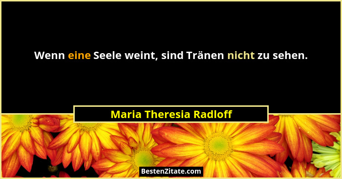 Wenn eine Seele weint, sind Tränen nicht zu sehen.... - Maria Theresia Radloff