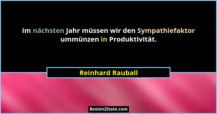 Im nächsten Jahr müssen wir den Sympathiefaktor ummünzen in Produktivität.... - Reinhard Rauball