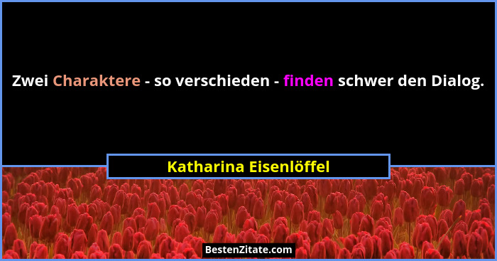 Zwei Charaktere - so verschieden - finden schwer den Dialog.... - Katharina Eisenlöffel