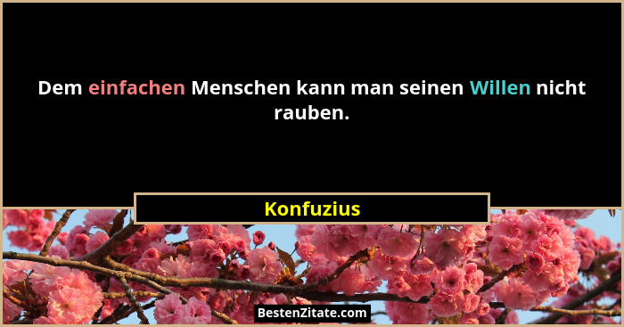 Dem einfachen Menschen kann man seinen Willen nicht rauben.... - Konfuzius