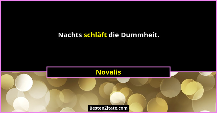 Nachts schläft die Dummheit.... - Novalis