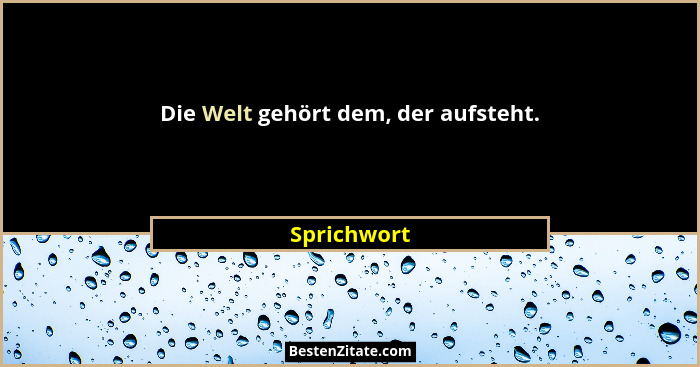 Die Welt gehört dem, der aufsteht.... - Sprichwort