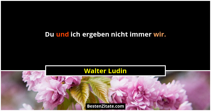 Du und ich ergeben nicht immer wir.... - Walter Ludin