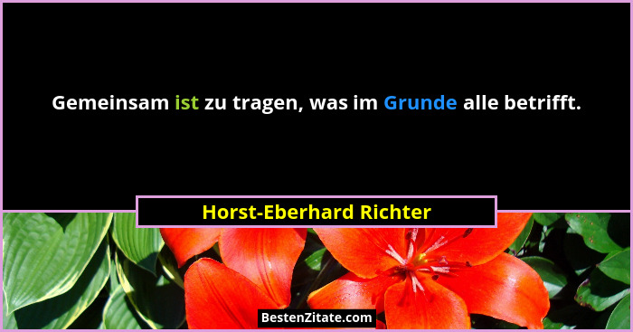 Gemeinsam ist zu tragen, was im Grunde alle betrifft.... - Horst-Eberhard Richter