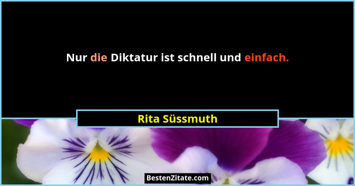 Nur die Diktatur ist schnell und einfach.... - Rita Süssmuth
