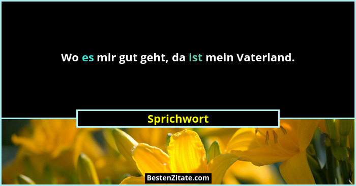 Wo es mir gut geht, da ist mein Vaterland.... - Sprichwort