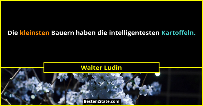 Die kleinsten Bauern haben die intelligentesten Kartoffeln.... - Walter Ludin
