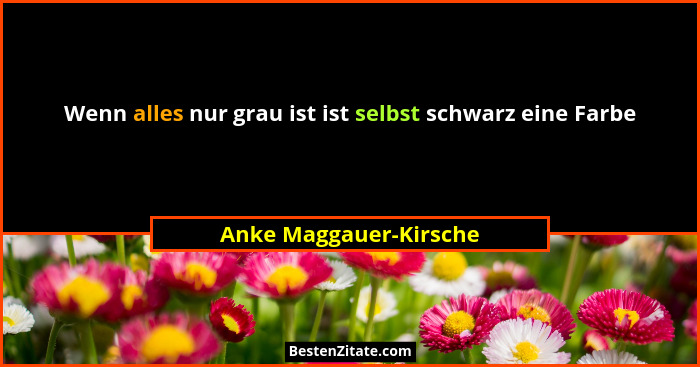 Wenn alles nur grau ist ist selbst schwarz eine Farbe... - Anke Maggauer-Kirsche