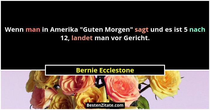 Wenn man in Amerika "Guten Morgen" sagt und es ist 5 nach 12, landet man vor Gericht.... - Bernie Ecclestone