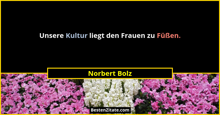 Unsere Kultur liegt den Frauen zu Füßen.... - Norbert Bolz