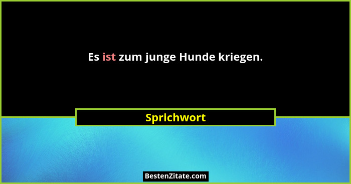 Es ist zum junge Hunde kriegen.... - Sprichwort